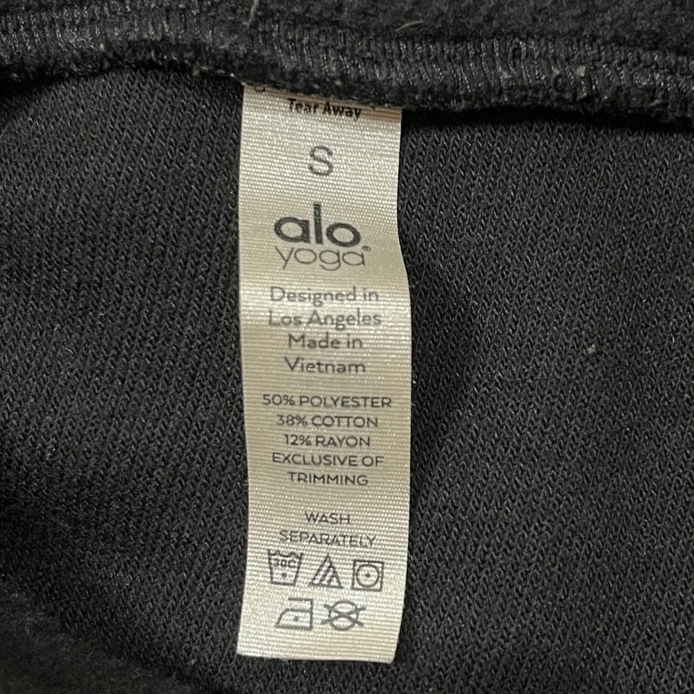Alo Yoga Haze Funnel Neck Sweatshirt Sz S Black Micro-Fleece Pullover Athleisure
